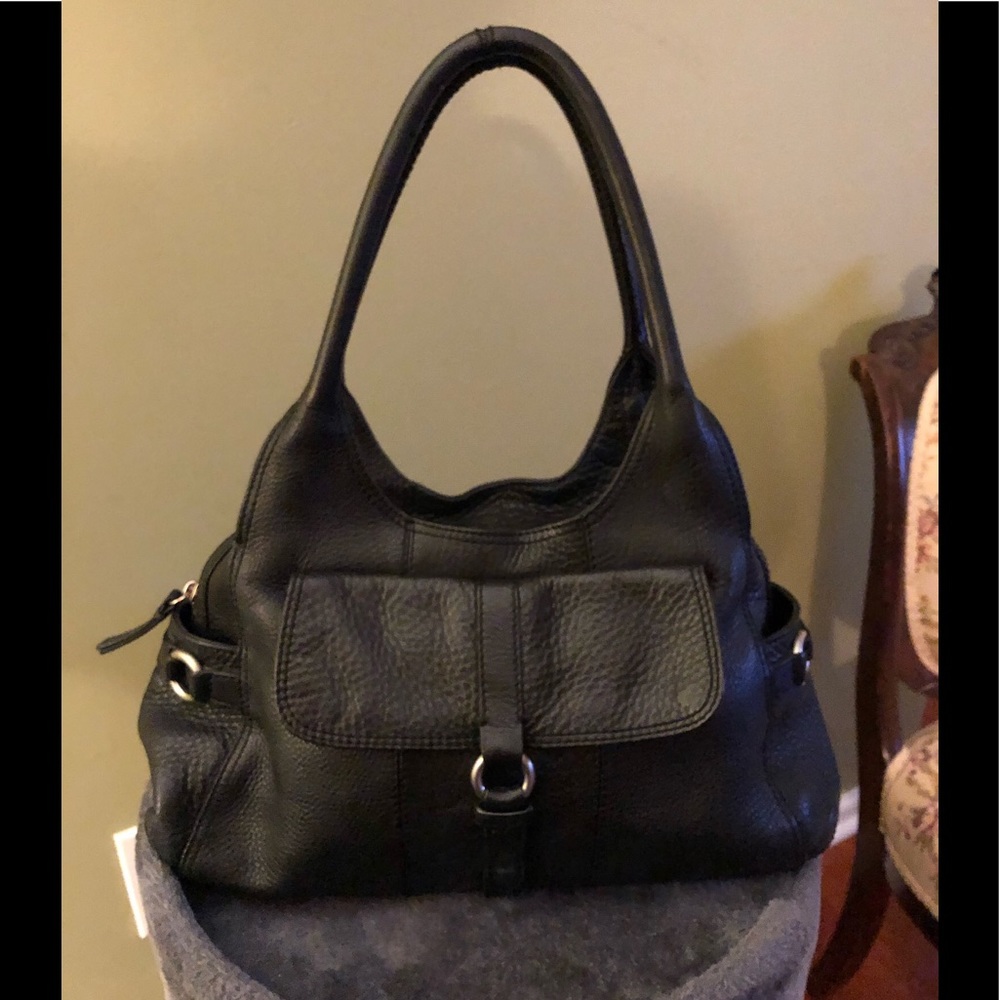 Cole Haan Large Black Pebbled Genuine Leather Bag